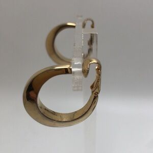 BERGERE Vintage Gold Tone Hoop Earrings, Signed Bergere Clip On Earrings 23mm